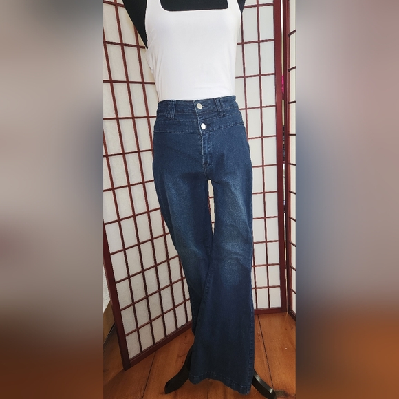 Pantete womens high waisted Bell Bottom denim jeans - Picture 12 of 13